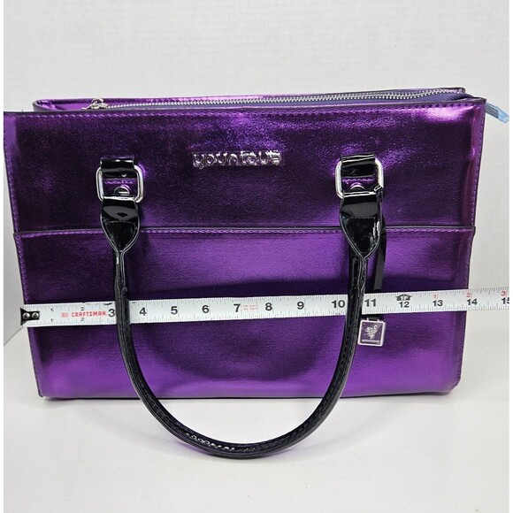 Younique Shiny Metallic Purple Makeup Tote Bag Purse - Picture 4 of 11